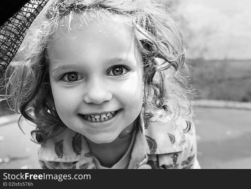 Happy girl Girl on a trampoline. Happy girl Girl on a trampoline