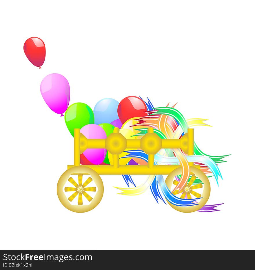 Cart with ribbons and balloons