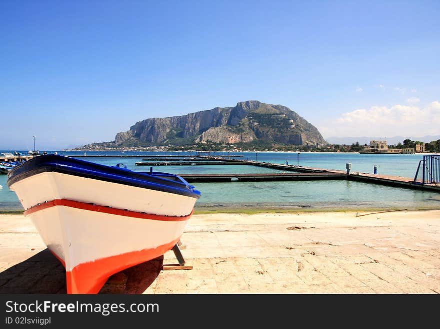 Mediterrean beautiful seascape. Mondello. Palermo. Italy. Mediterrean beautiful seascape. Mondello. Palermo. Italy