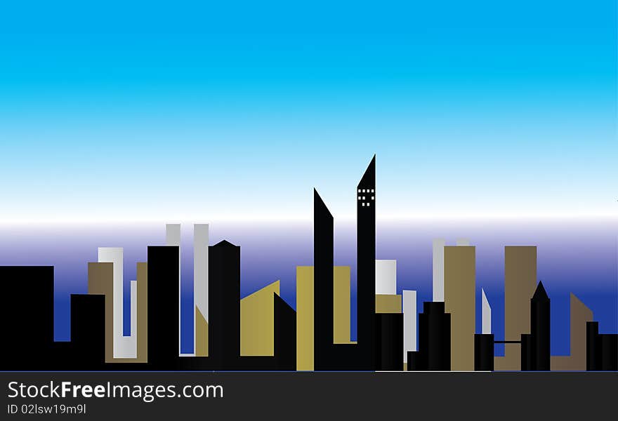 Silhouettes of skyscrapers