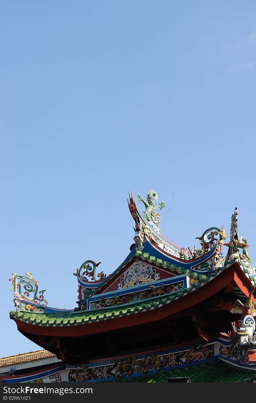 Roof of a Chinese temple. Roof of a Chinese temple