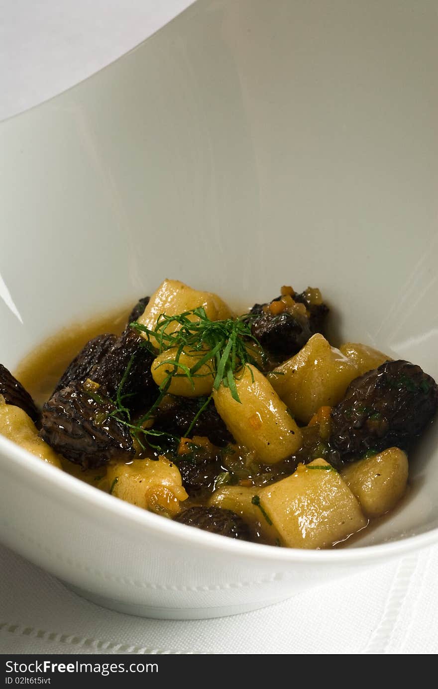 Roasted mushrooms with gnocchi