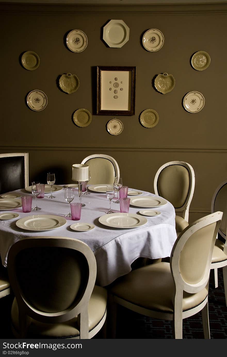 Restaurant Table With Decorative Plates