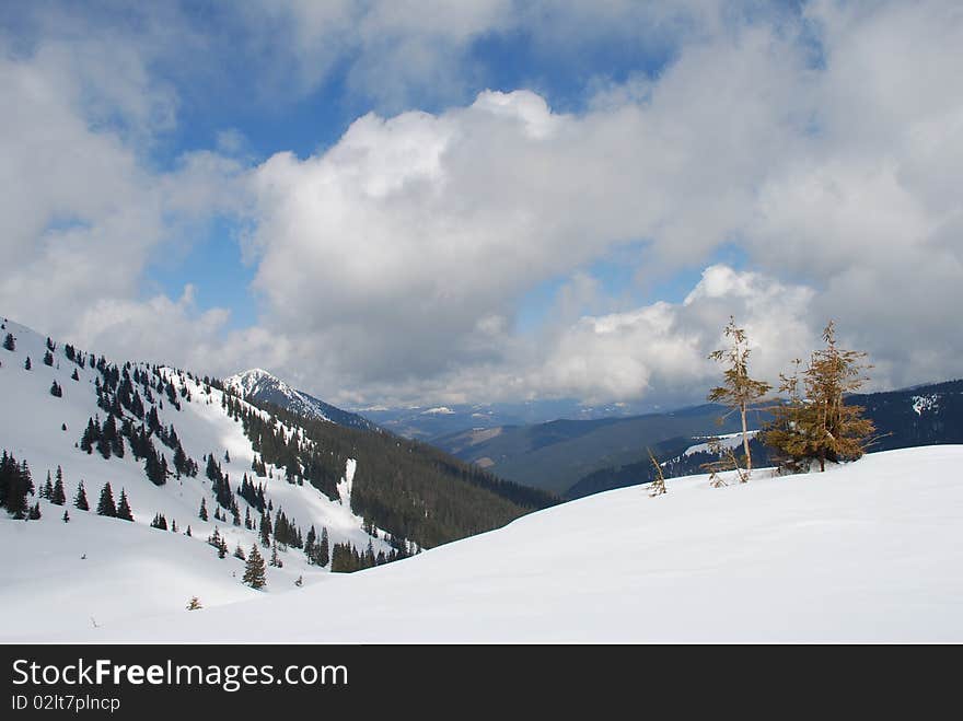 White tops under clouds.