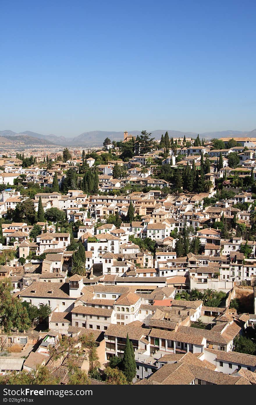 Cityscape with view on the roofs in european city