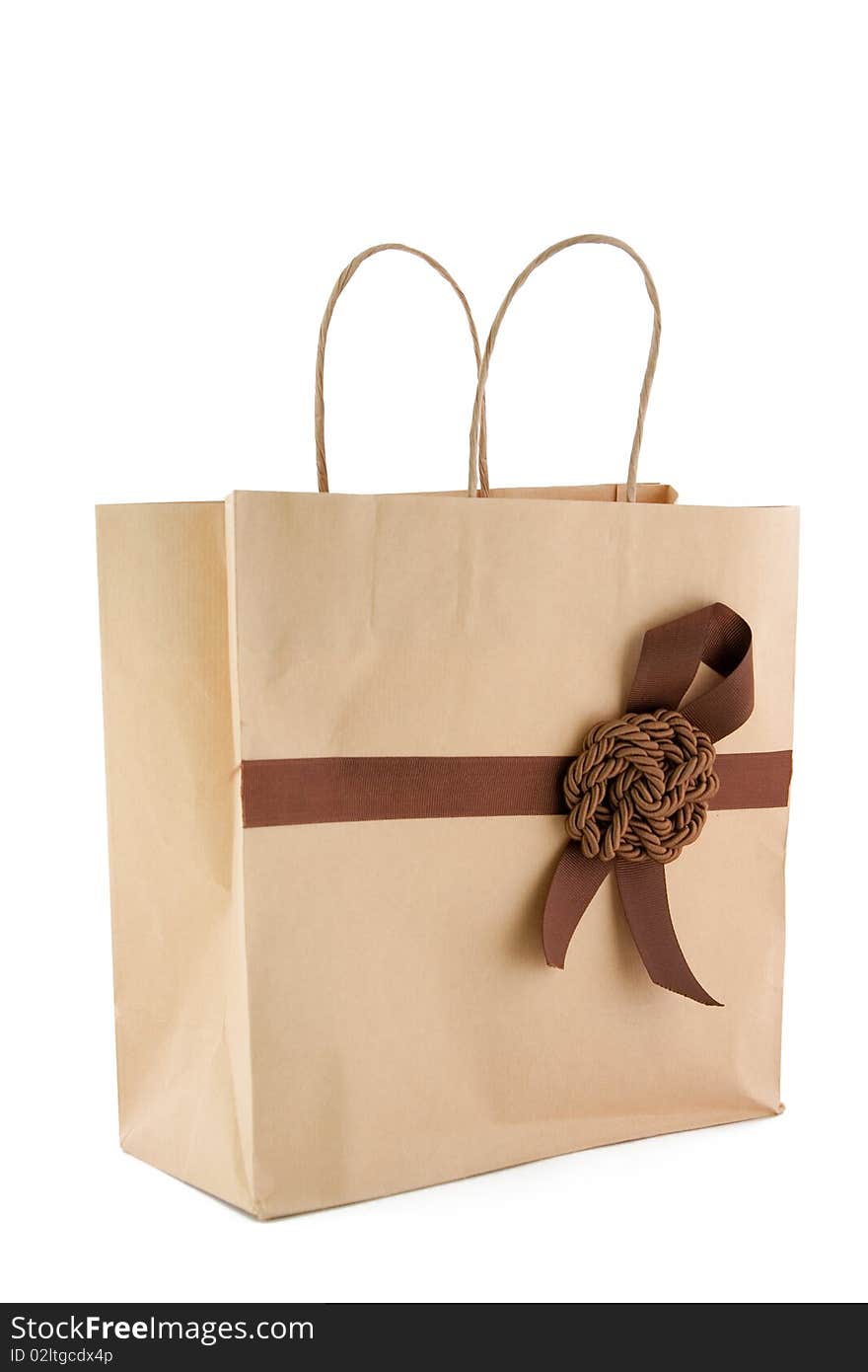 Paper bag isolated on a white background.