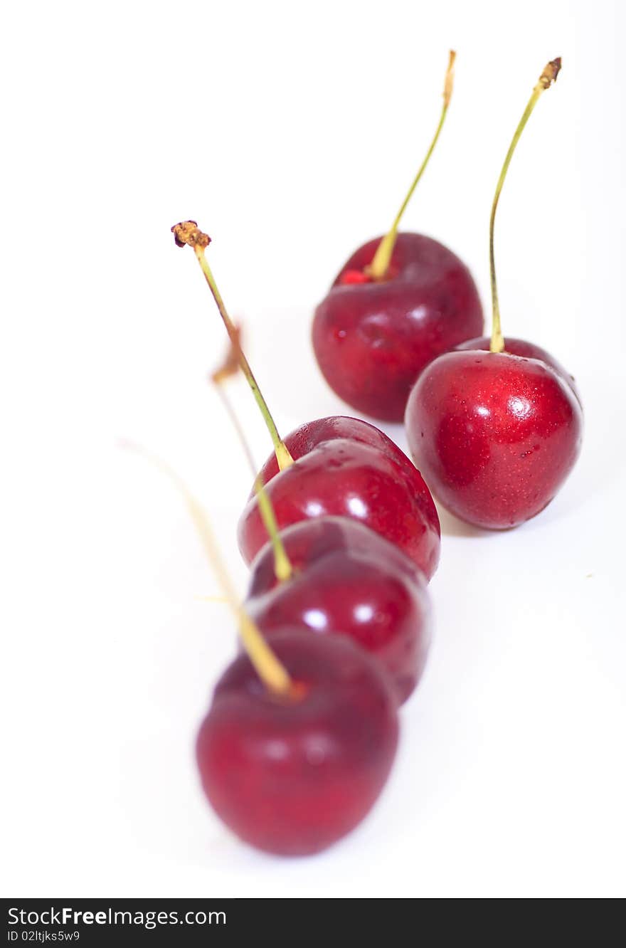 Delicious Red cherry isolated on white background. Delicious Red cherry isolated on white background