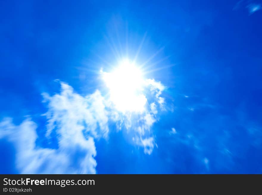 Blue sky with sun in noon. Blue sky with sun in noon