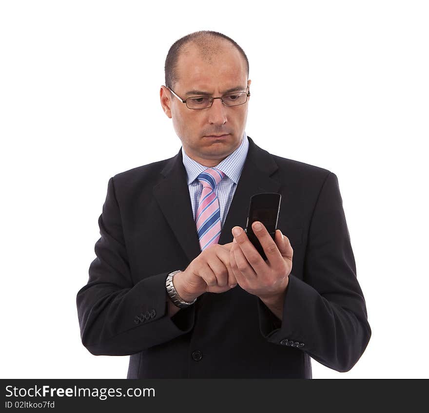 Business man making a call on a mobile telephone