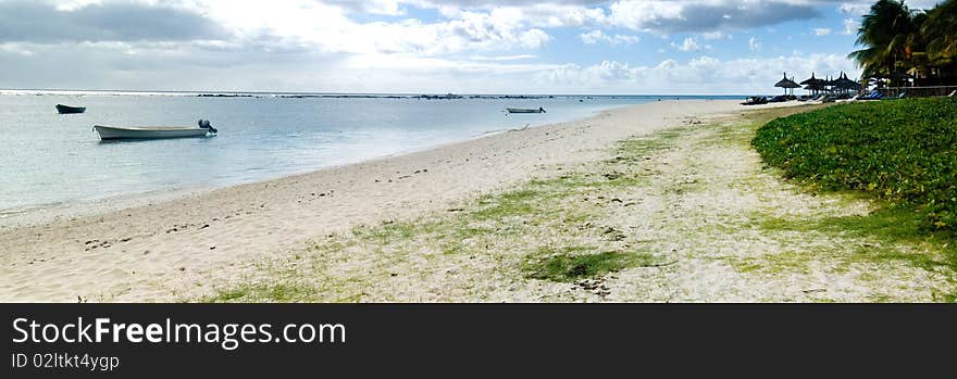 Panoramic seaside and land merging