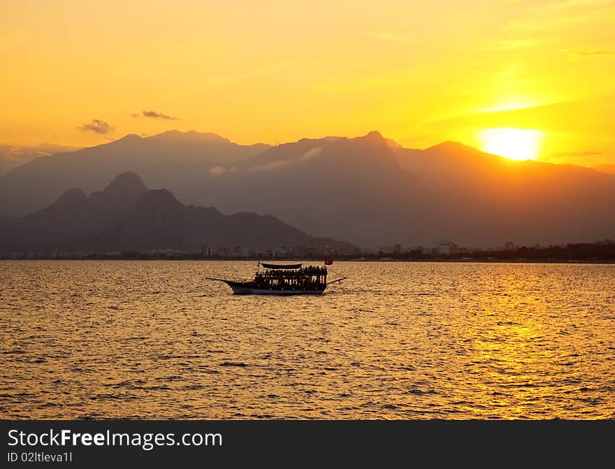 Colourful turkish sunset, Antalya, Turkey