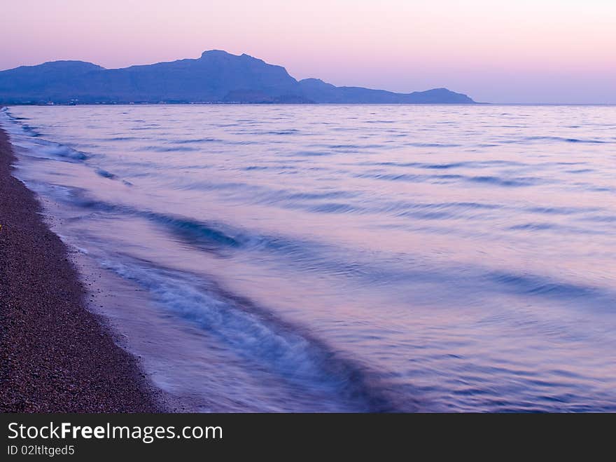 Romantic and colorful sunset on the beach. Romantic and colorful sunset on the beach