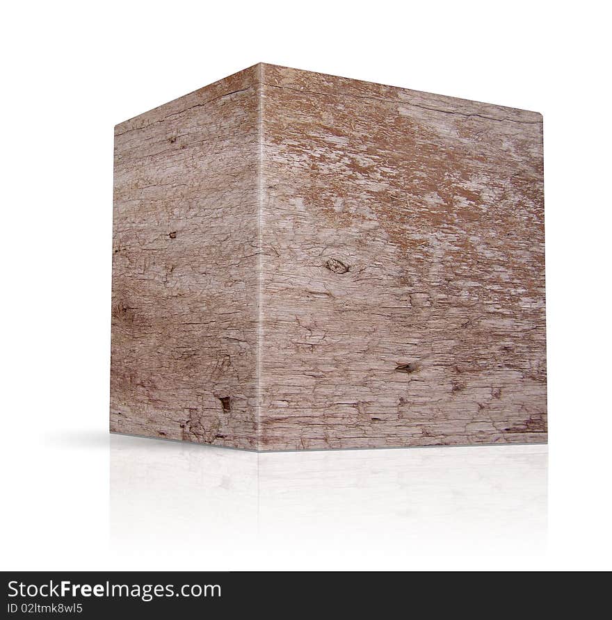 Cubes in different types of wood on a white background