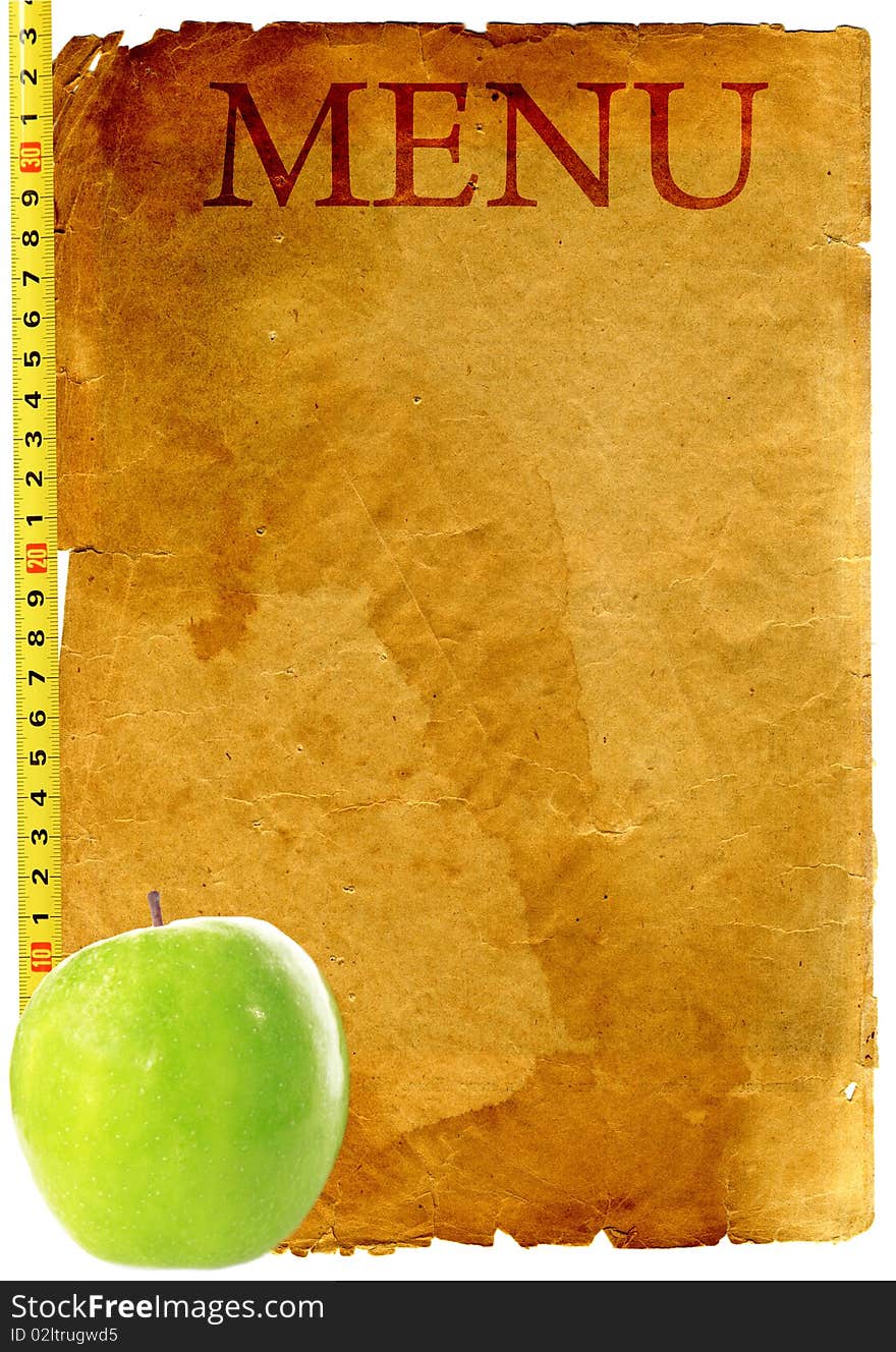 Diet plan - old style vintage menu with apple