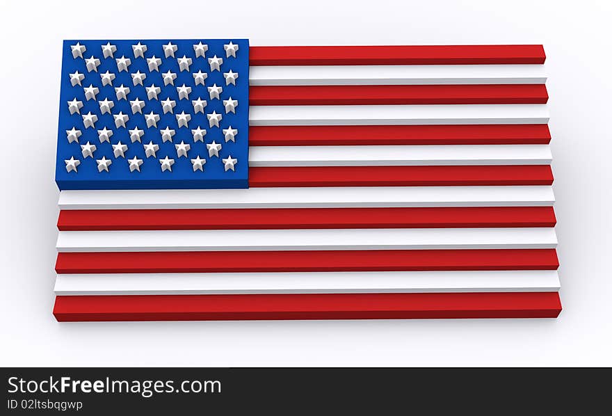 USA flag designed with 3d shapes. USA flag designed with 3d shapes