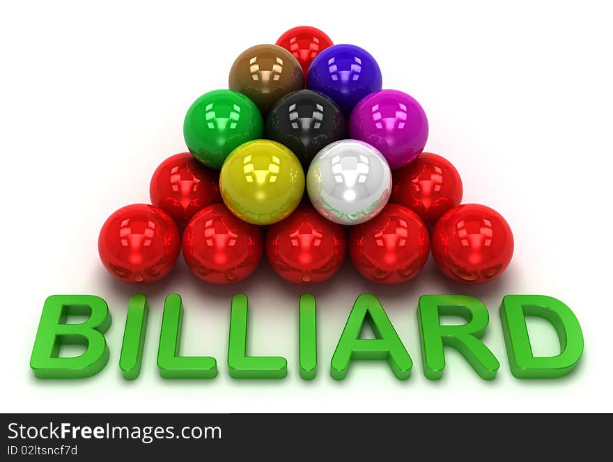 Billiard game 3D concept isolated on white