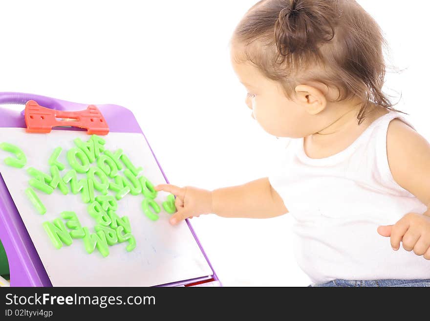 Little Girl Playing With ABC