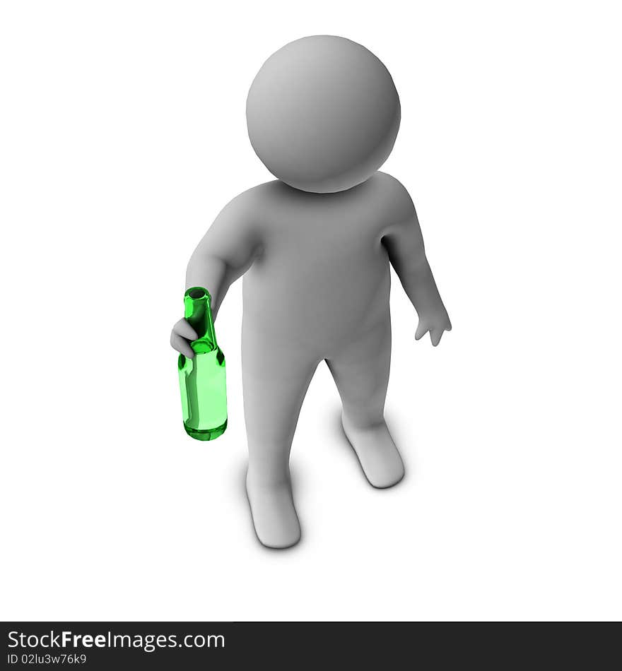 3d man with bottle