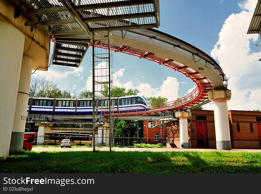 Monorail train on Moscow streets