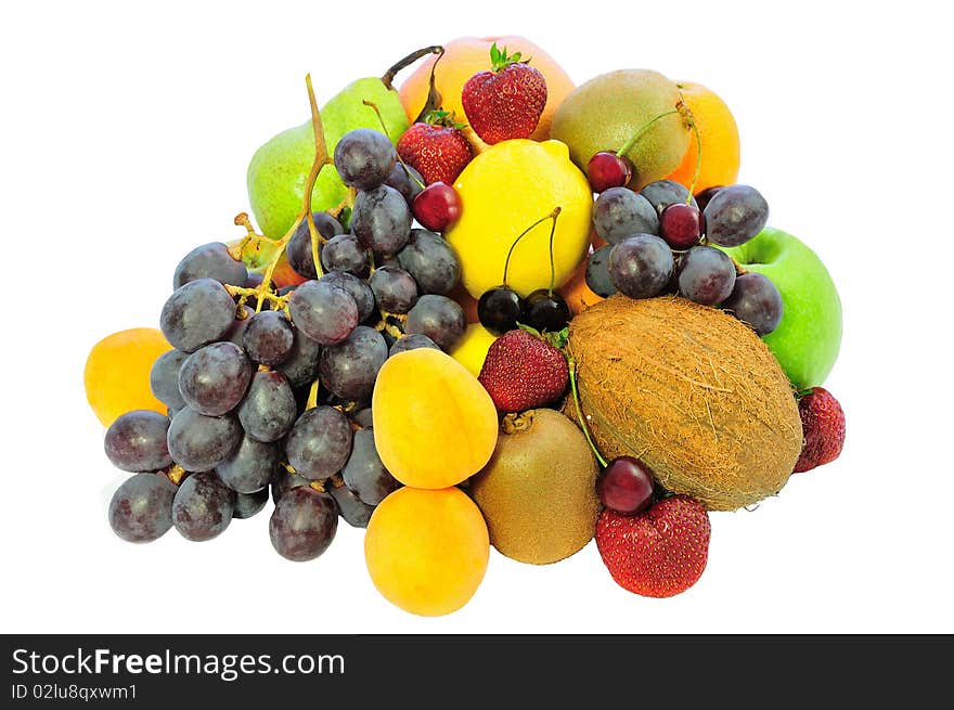 Isolated heap of fresh fruit and berries. Isolated heap of fresh fruit and berries