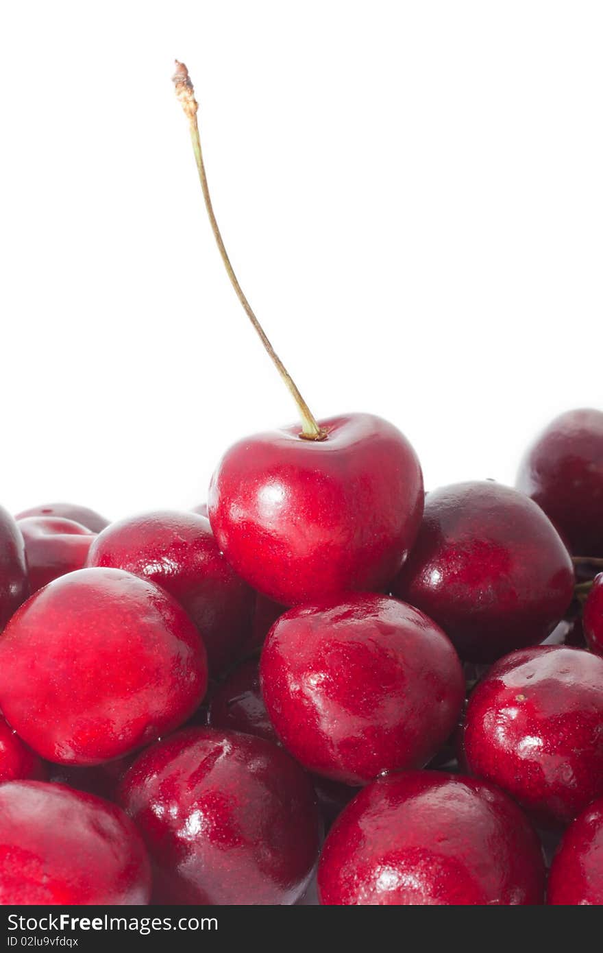 Group cherry on white background