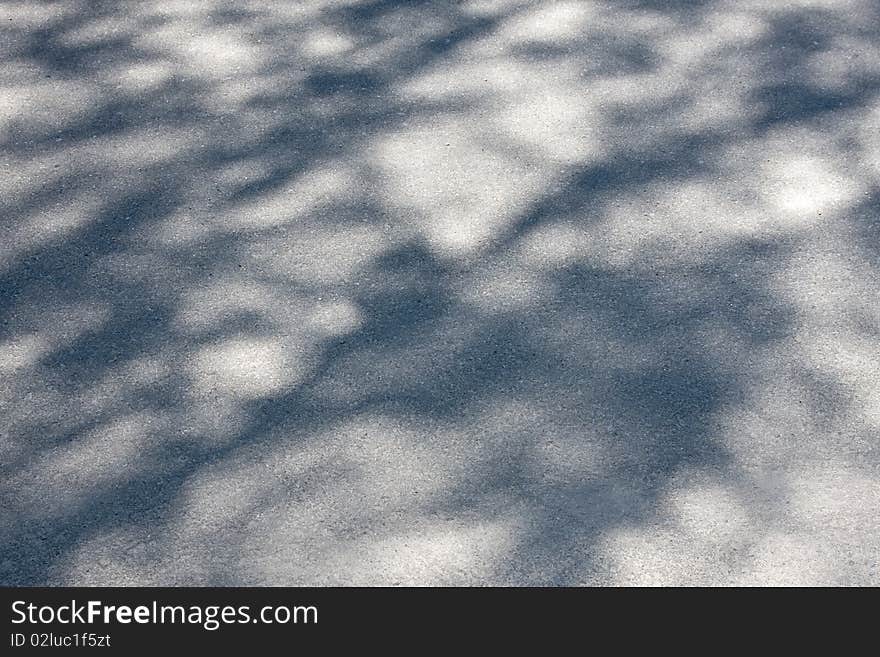 Chiaroscuro contrast between light and shadows on conrete from tree branches