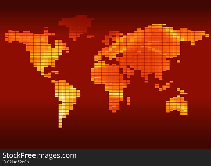 Checkered World Map - background illustration,