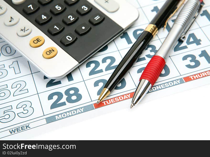 Office accessories on a white background