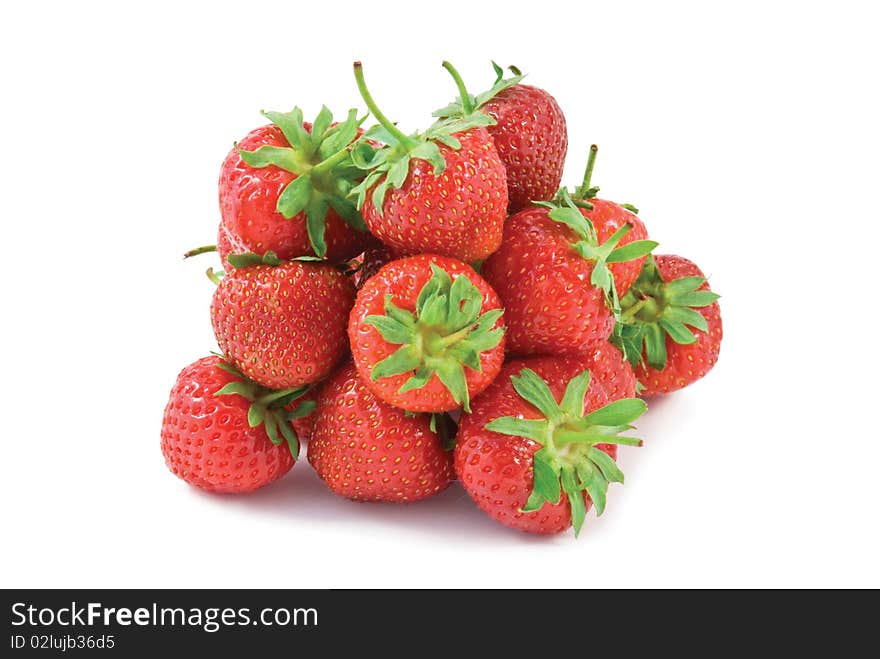 Farm fresh strawberries isolated on white background