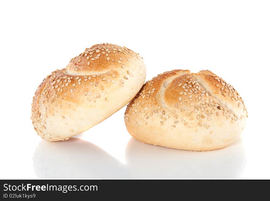 Two white sesame rolls