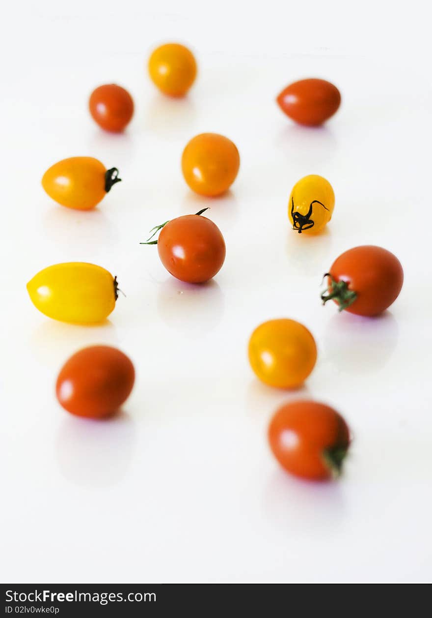 Tomatoes closeup on the table.