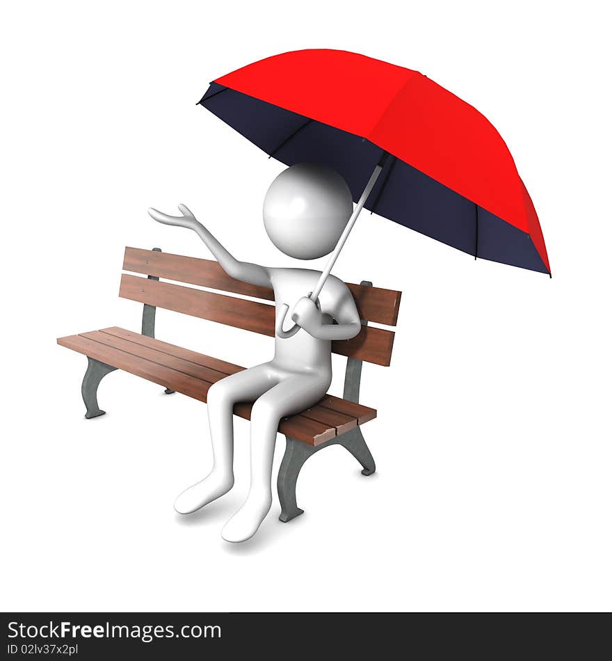 Man Holding Open Red Umbrella