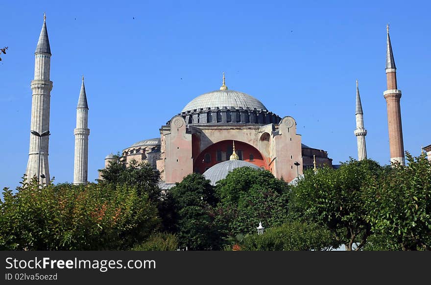 A view of Hagia Sophia Museum in istanbul, turkey. It's a most popular place in istanbul. A view of Hagia Sophia Museum in istanbul, turkey. It's a most popular place in istanbul.