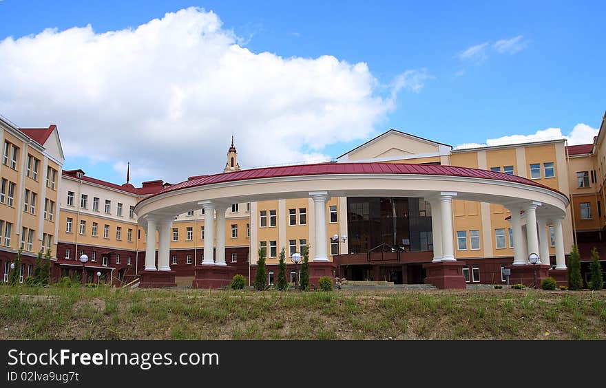 Modern office building, completed in the ancient architectural style