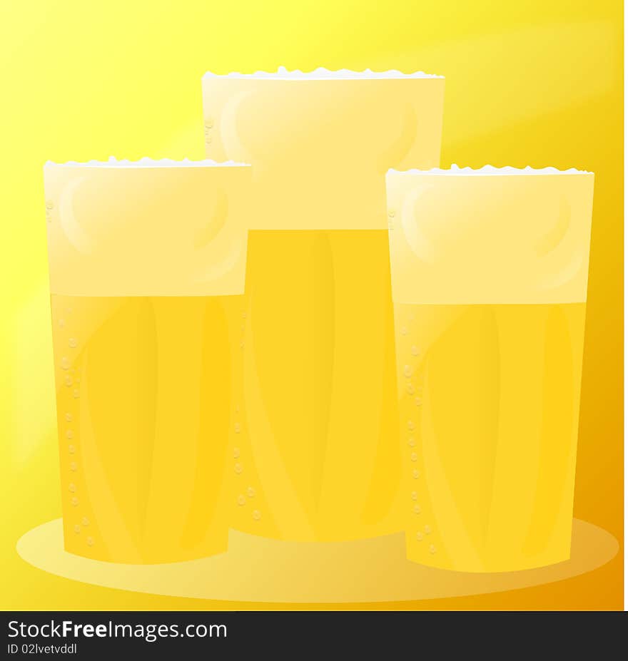 Illustration of glasses of beer. Illustration of glasses of beer