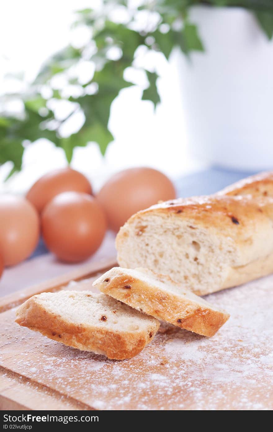 Long loaf and eggs