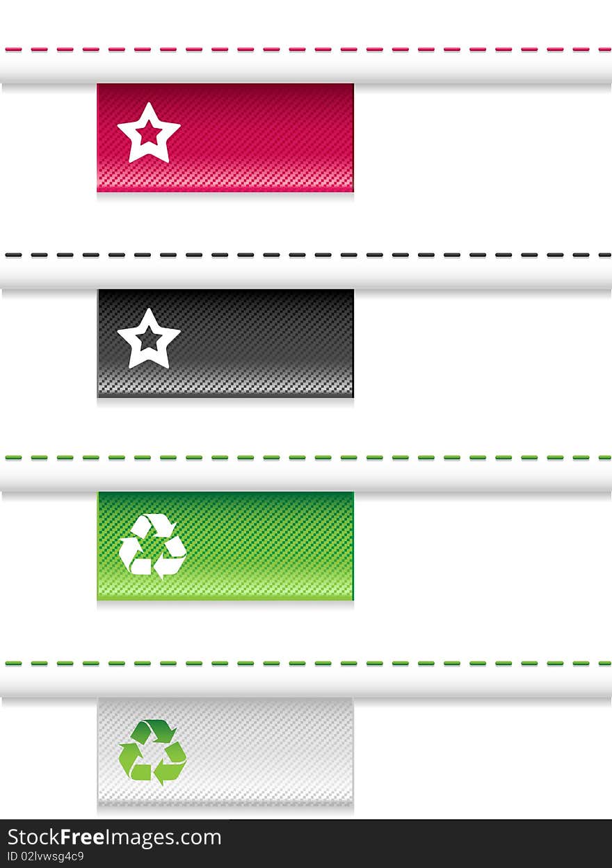 Set of tissue labels with stars and recycling sign. Set of tissue labels with stars and recycling sign