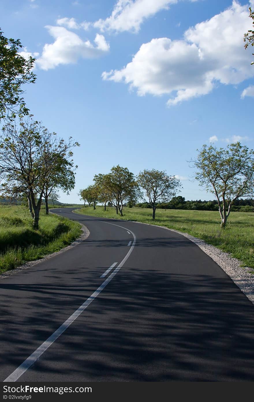 Asphalt road leading into the distance