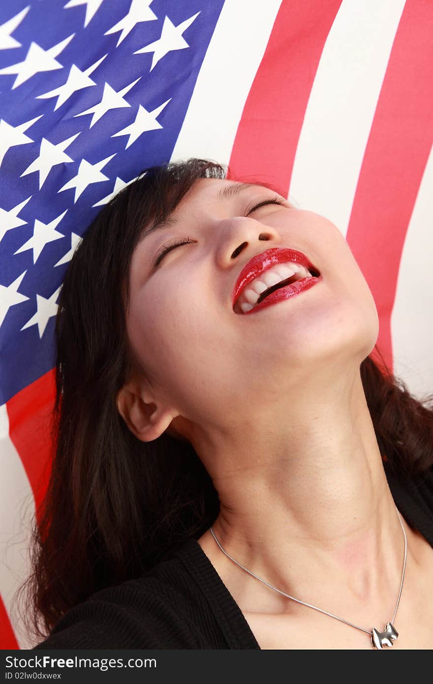 Young lady with USA flag