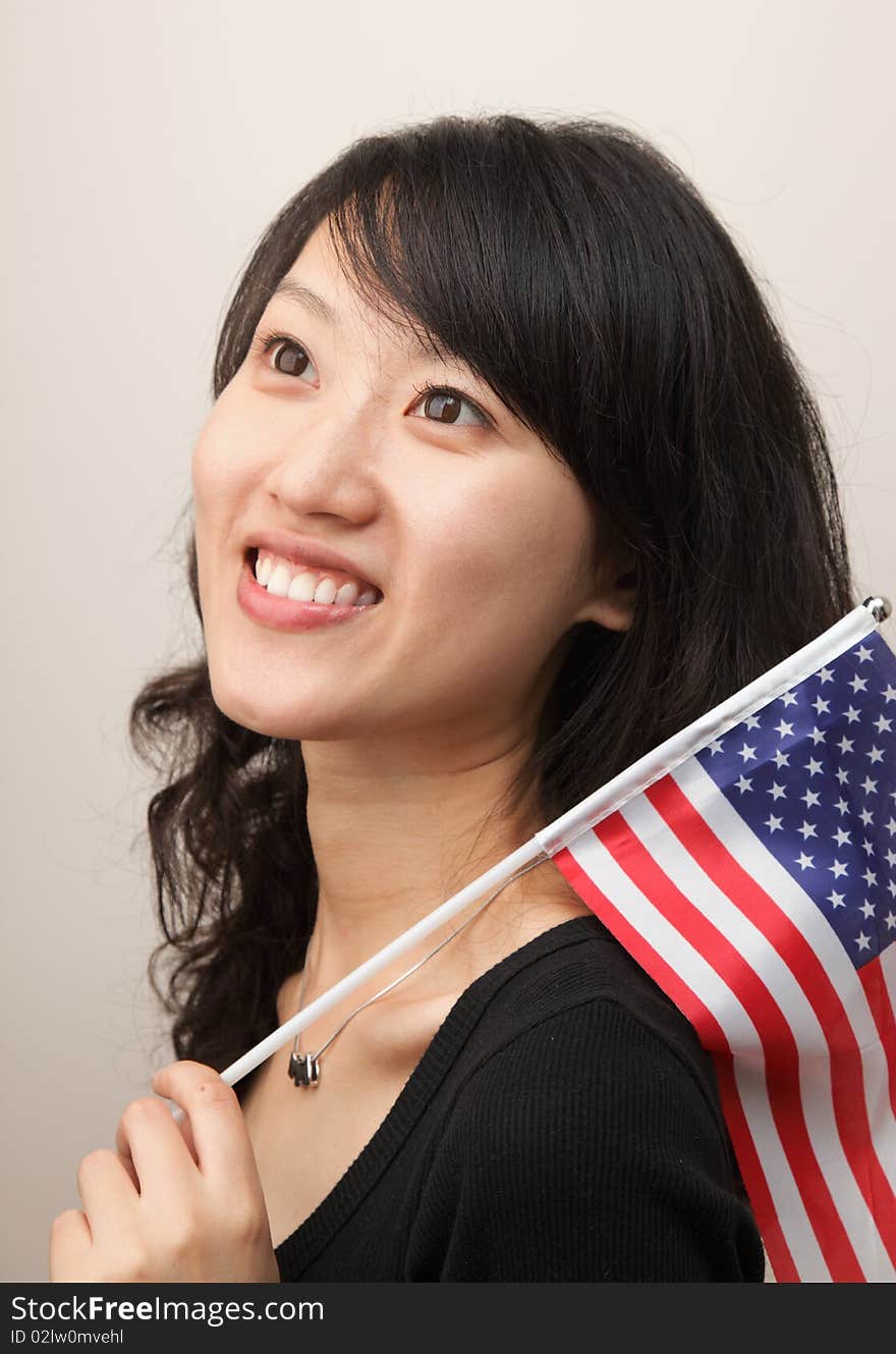 Young lady with USA flag