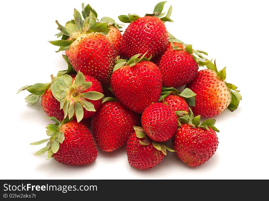 Ripe Strawberries isolated on a white background