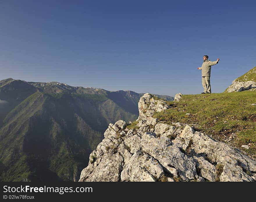 Healthy young man practice youga in height mountain at early morning and sunrise. Healthy young man practice youga in height mountain at early morning and sunrise