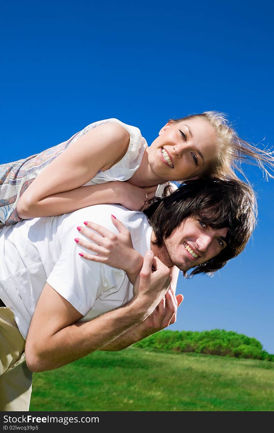 Long-haired Girl With Smile And Boy