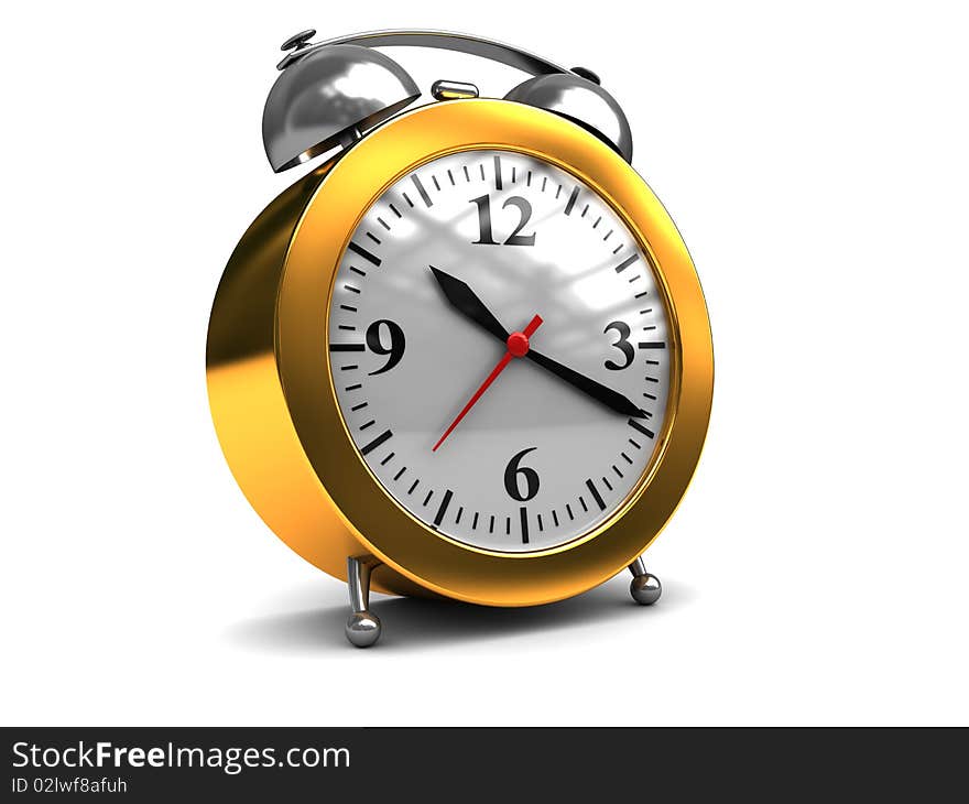 3d illustration of generic alarm clock over white background