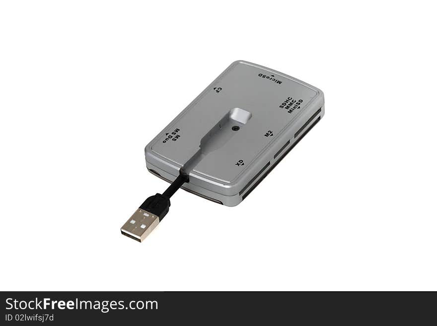 Card reader is isolated on a white background