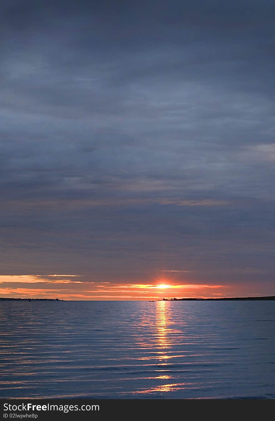 Magical sunset between the two peninsulas into the sea. Magical sunset between the two peninsulas into the sea