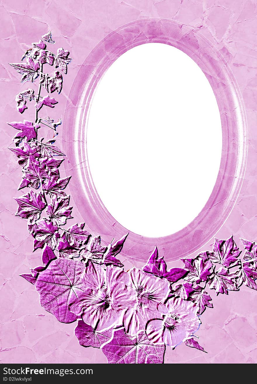 Pink frame with styled floral decoration, background for your text or picture. Pink frame with styled floral decoration, background for your text or picture