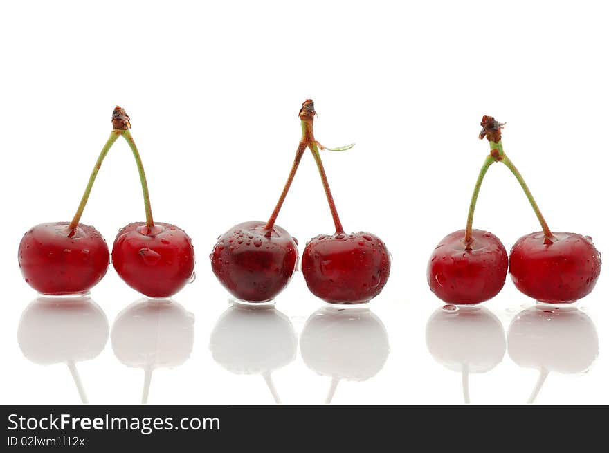 Cherry on a white background