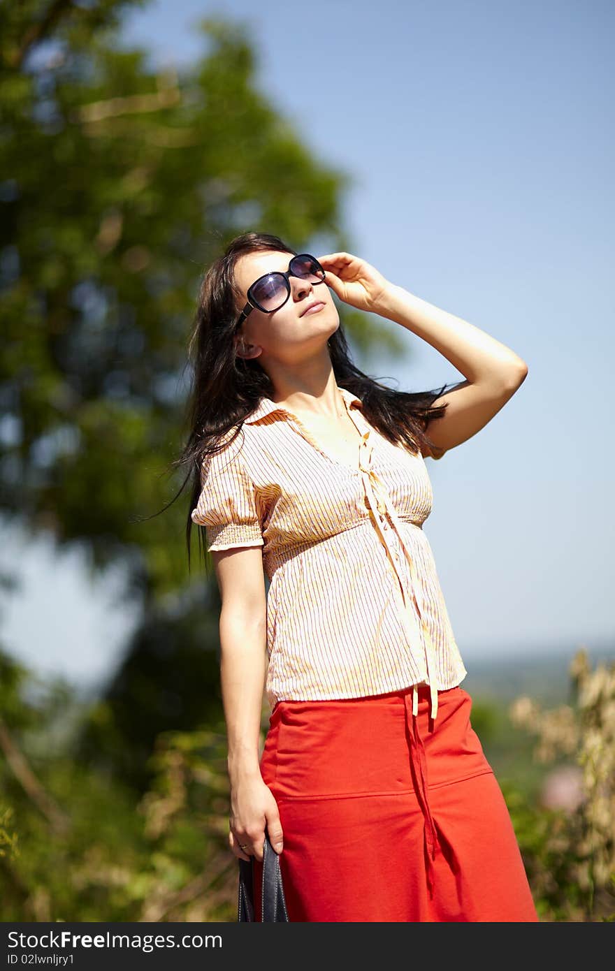 Beautiful young adult looking forward outdoor