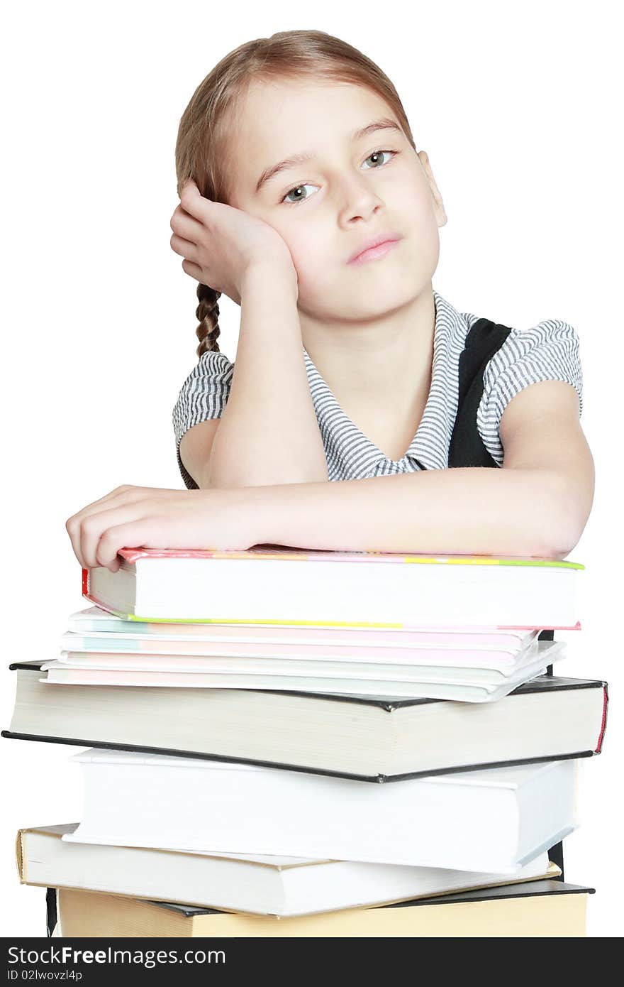 Girl with books.